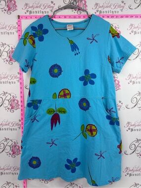 Red ginger dress pockets floral vintage Blue Floral Pocket Mini Dress
